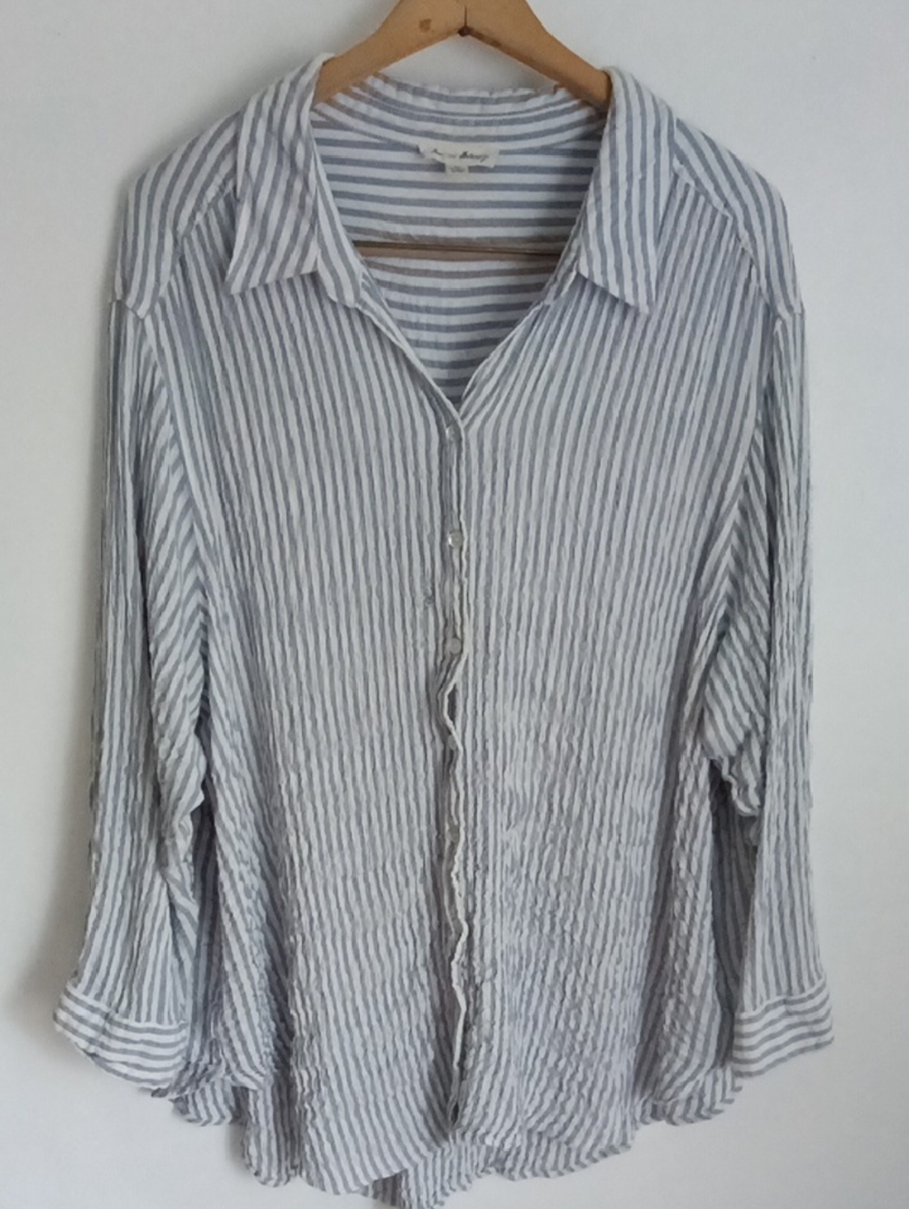 Women's Striped Button-Front Shirt - Light Gray/White
